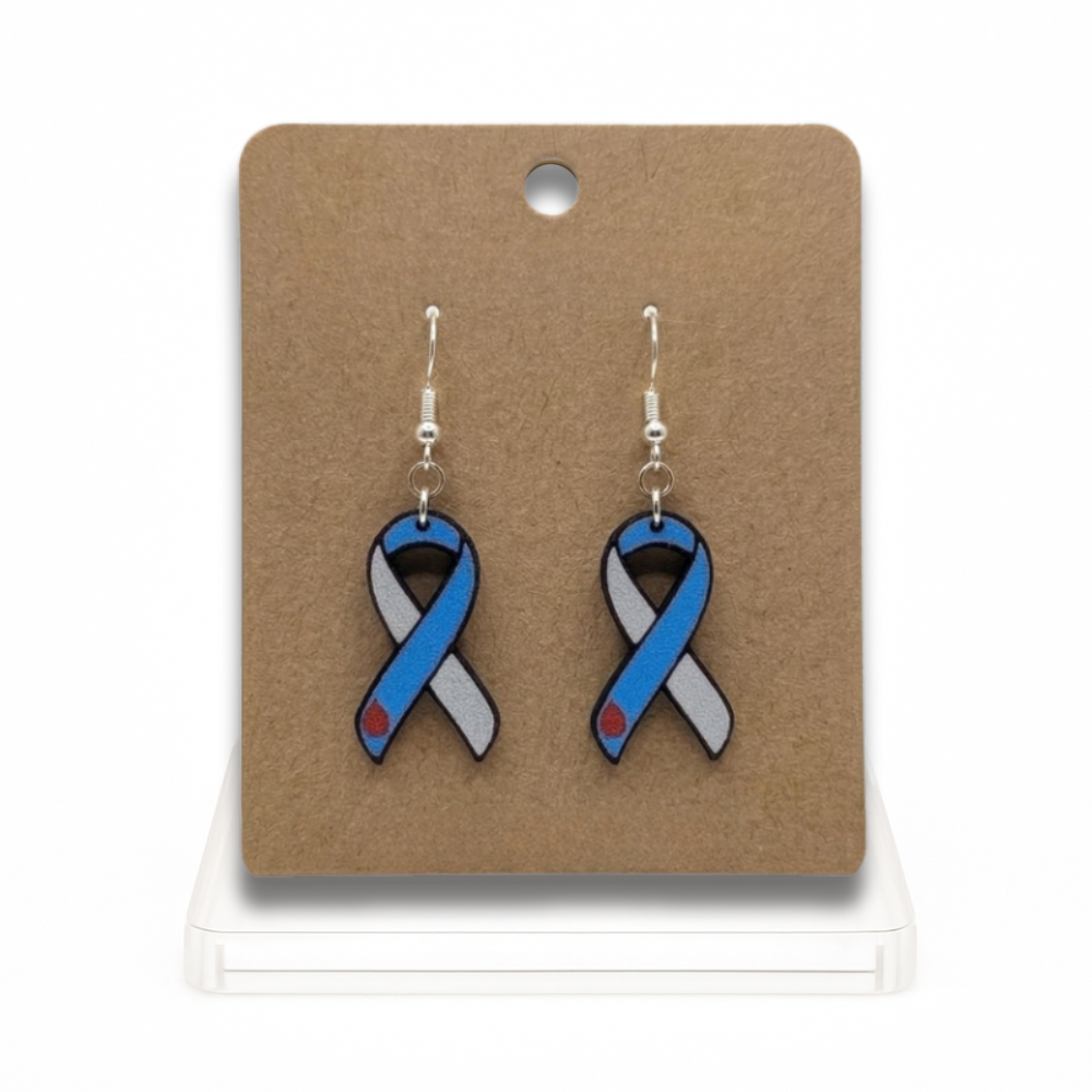 T1D Awareness Ribbon Earrings - 3D Printed | DAYWORKS 3D