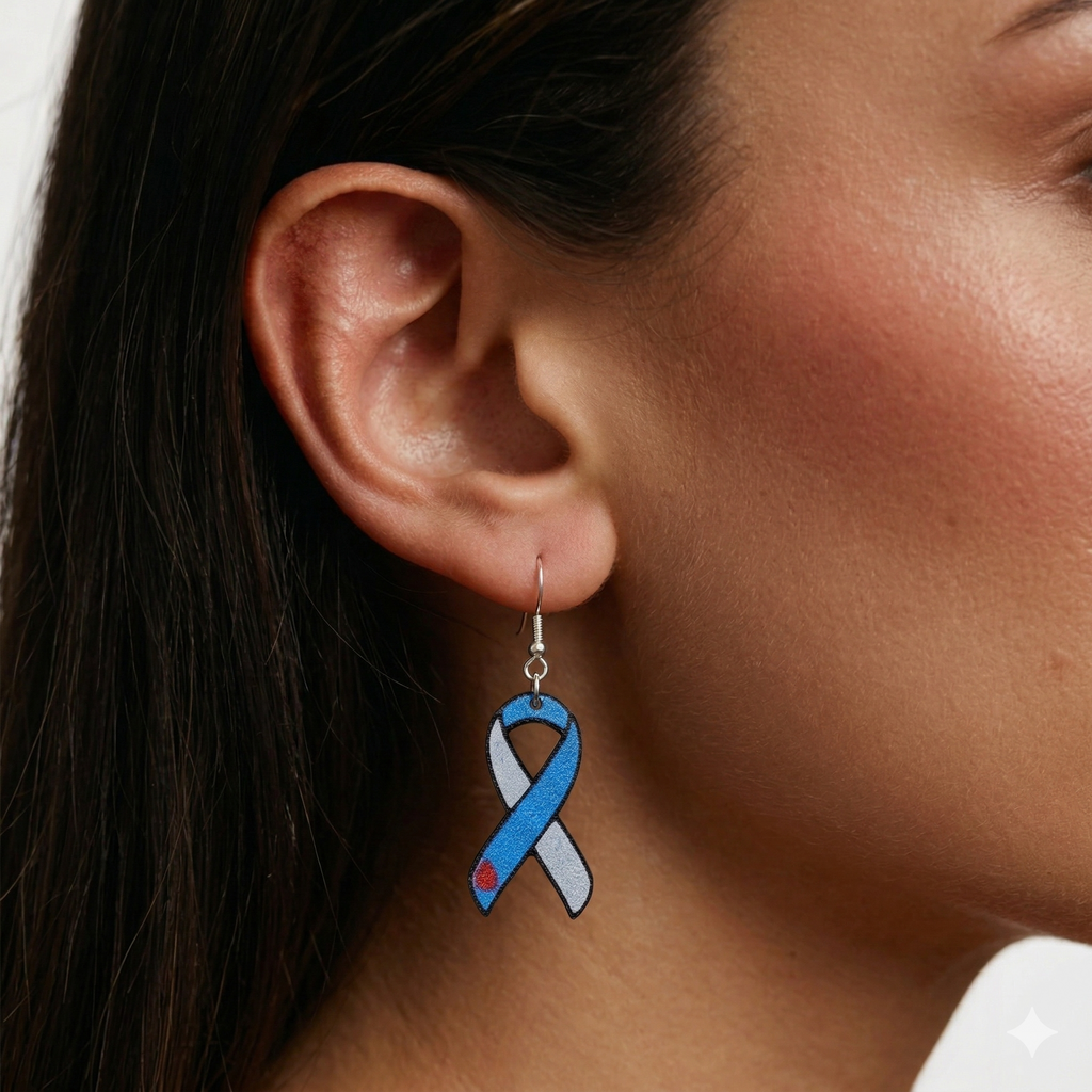 T1D Awareness Ribbon Earrings - 3D Printed | DAYWORKS 3D