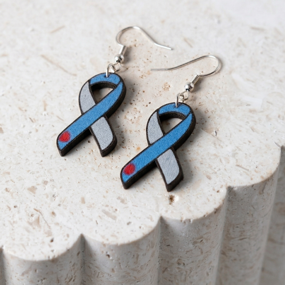 T1D Awareness Ribbon Earrings - 3D Printed | DAYWORKS 3D