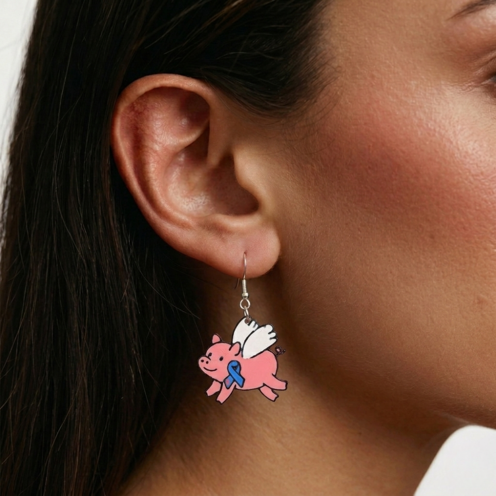 Pig T1D Awareness Earrings - 3D Printed by DAYWORKS 3D