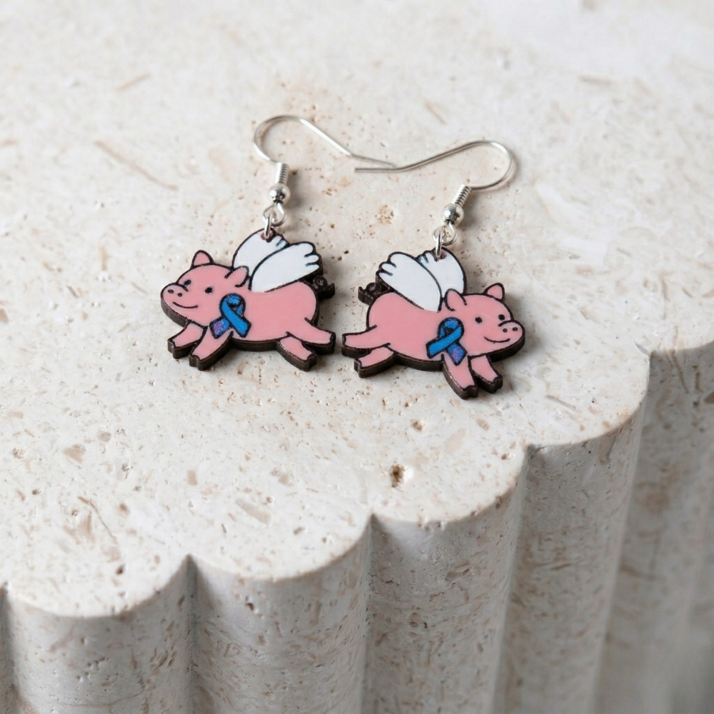 Pig T1D Awareness Earrings - 3D Printed by DAYWORKS 3D