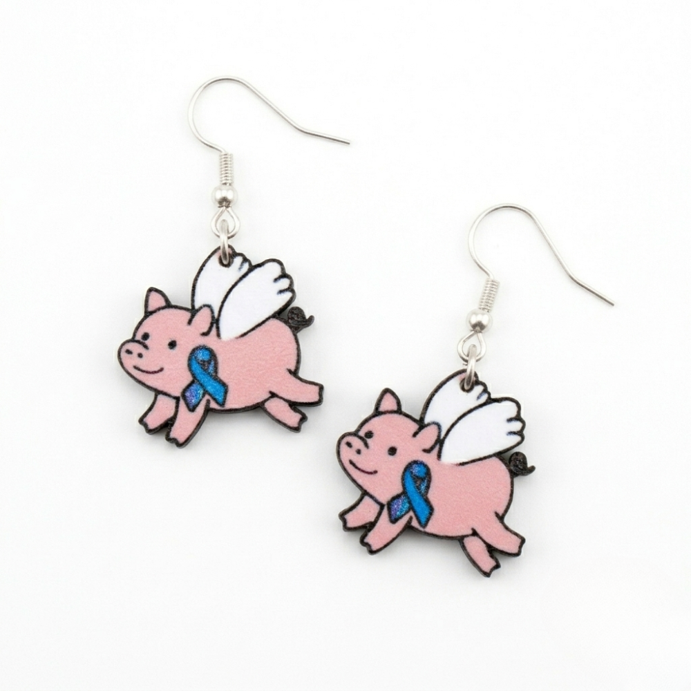 Pig T1D Awareness Earrings - 3D Printed by DAYWORKS 3D